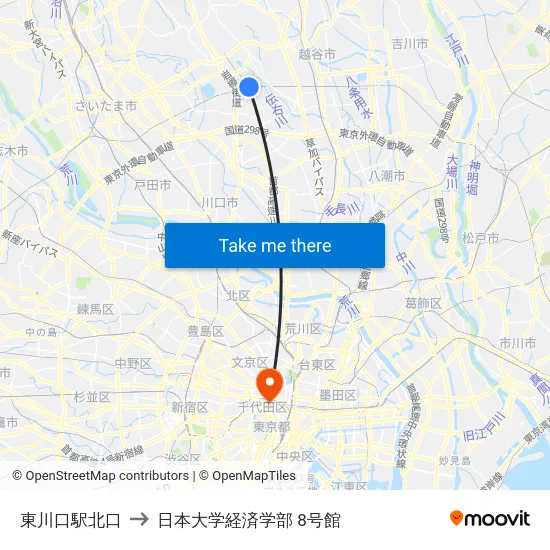 東川口駅北口 to 日本大学経済学部 8号館 map