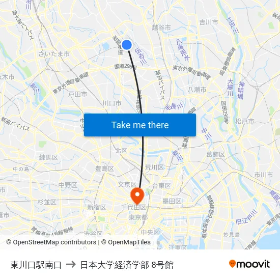 東川口駅南口 to 日本大学経済学部 8号館 map