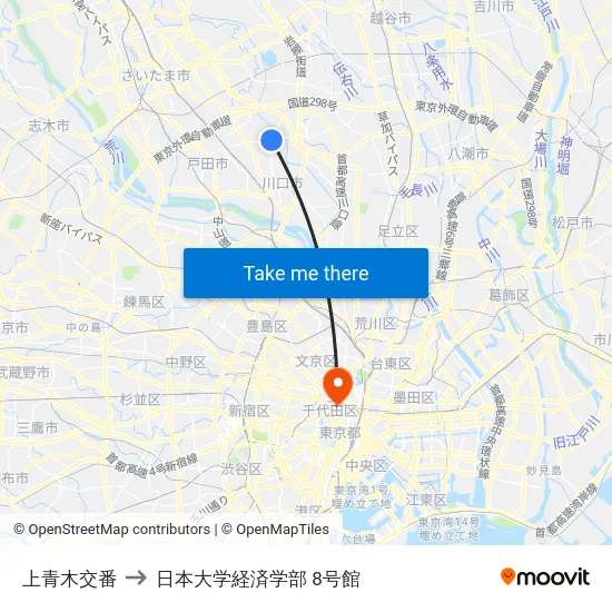 上青木交番 to 日本大学経済学部 8号館 map