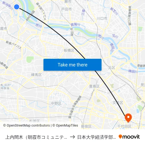 上内間木（朝霞市コミュニティバス） to 日本大学経済学部 8号館 map
