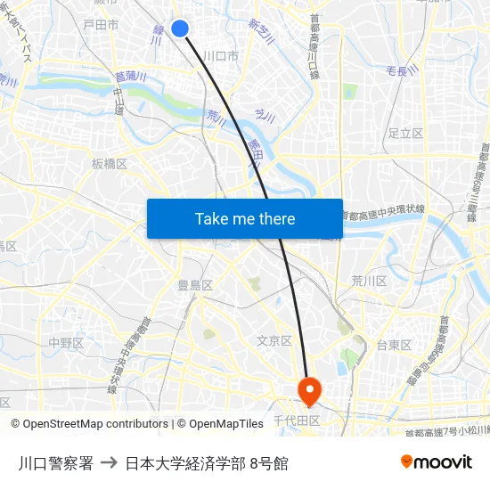 川口警察署 to 日本大学経済学部 8号館 map