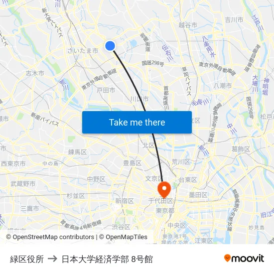 緑区役所 to 日本大学経済学部 8号館 map