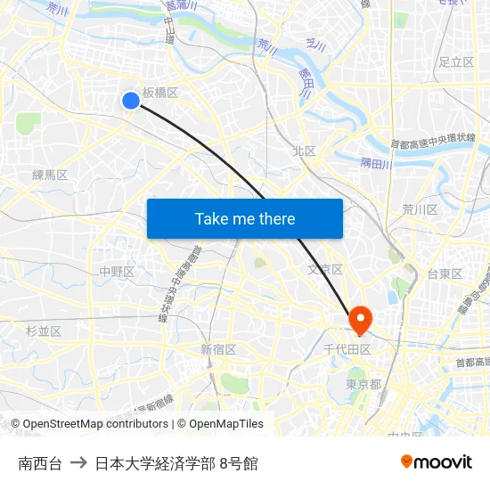 南西台 to 日本大学経済学部 8号館 map
