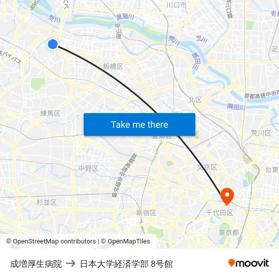 成増厚生病院 to 日本大学経済学部 8号館 map