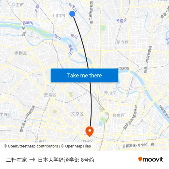 二軒在家 to 日本大学経済学部 8号館 map