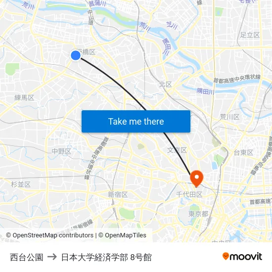 西台公園 to 日本大学経済学部 8号館 map