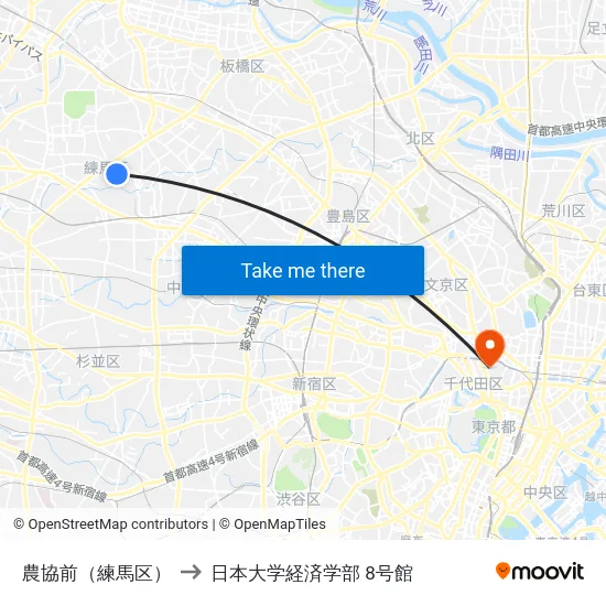 農協前（練馬区） to 日本大学経済学部 8号館 map