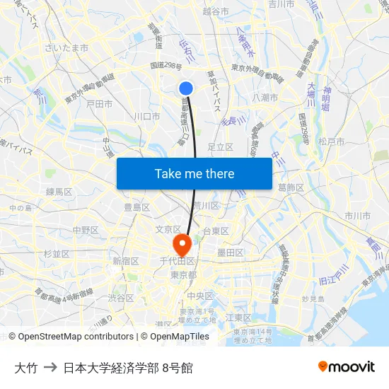 大竹 to 日本大学経済学部 8号館 map