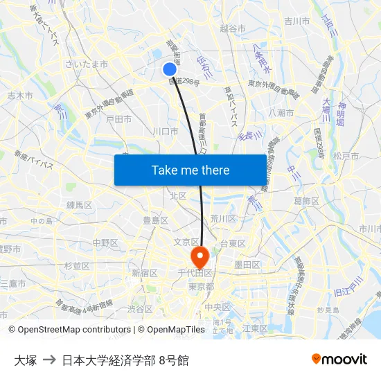 大塚 to 日本大学経済学部 8号館 map