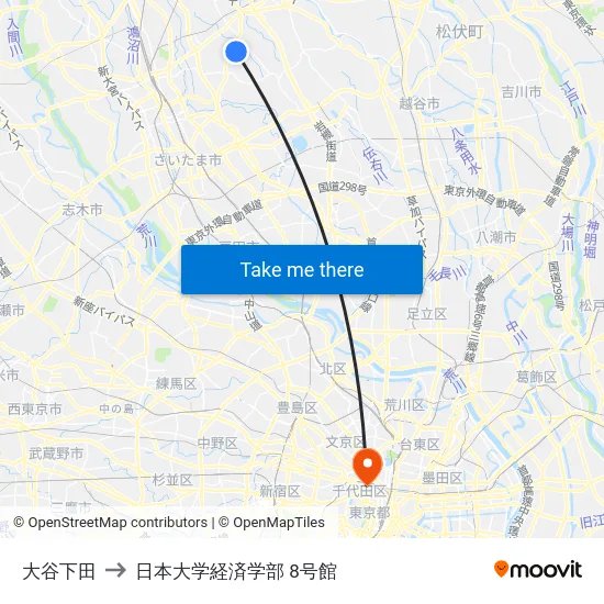 大谷下田 to 日本大学経済学部 8号館 map