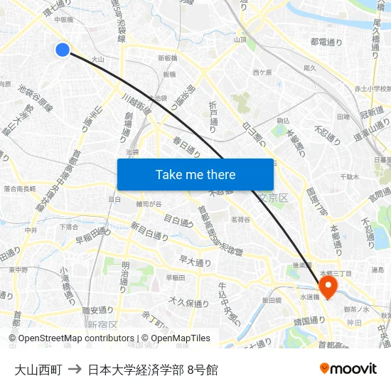 大山西町 to 日本大学経済学部 8号館 map