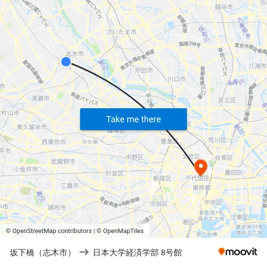 坂下橋（志木市） to 日本大学経済学部 8号館 map