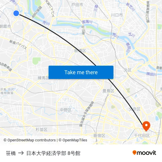 笹橋 to 日本大学経済学部 8号館 map