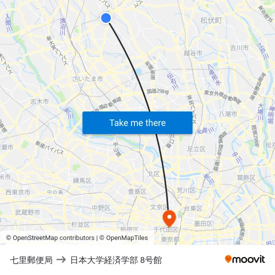 七里郵便局 to 日本大学経済学部 8号館 map