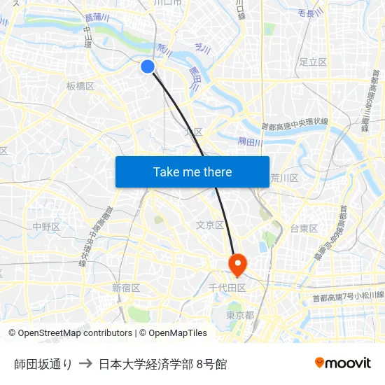 師団坂通り to 日本大学経済学部 8号館 map