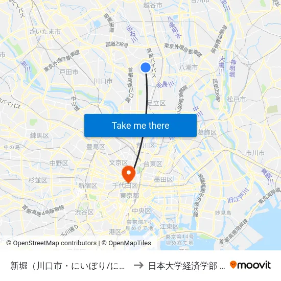 新堀（川口市・にいぼり/にいほり） to 日本大学経済学部 8号館 map