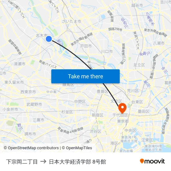 下宗岡二丁目 to 日本大学経済学部 8号館 map