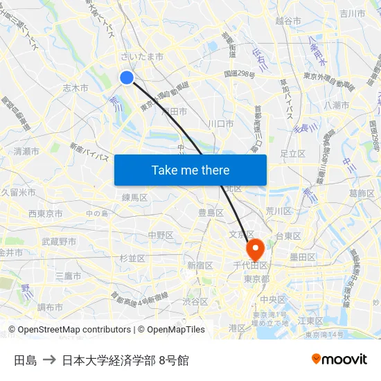 田島 to 日本大学経済学部 8号館 map