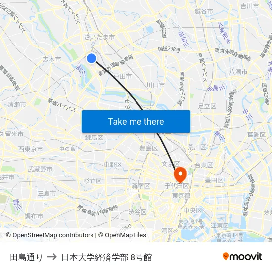 田島通り to 日本大学経済学部 8号館 map