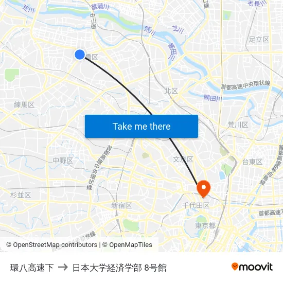 環八高速下 to 日本大学経済学部 8号館 map