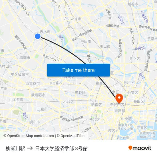 柳瀬川駅 to 日本大学経済学部 8号館 map