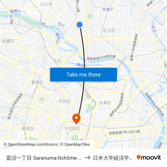 皿沼一丁目 Saranuma-Itchōme (Saranuma 1) to 日本大学経済学部 8号館 map