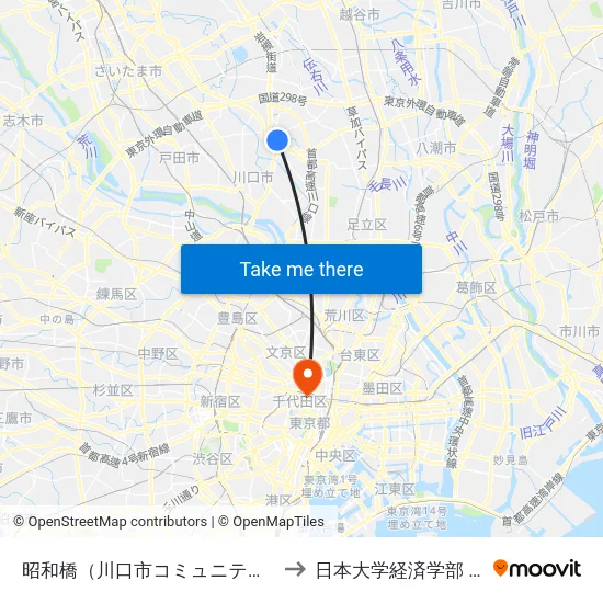 昭和橋（川口市コミュニティバス） to 日本大学経済学部 8号館 map