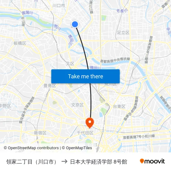 領家二丁目（川口市） to 日本大学経済学部 8号館 map