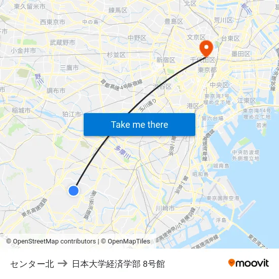 センター北 to 日本大学経済学部 8号館 map