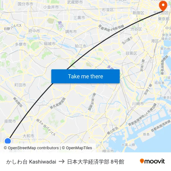 かしわ台 Kashiwadai to 日本大学経済学部 8号館 map