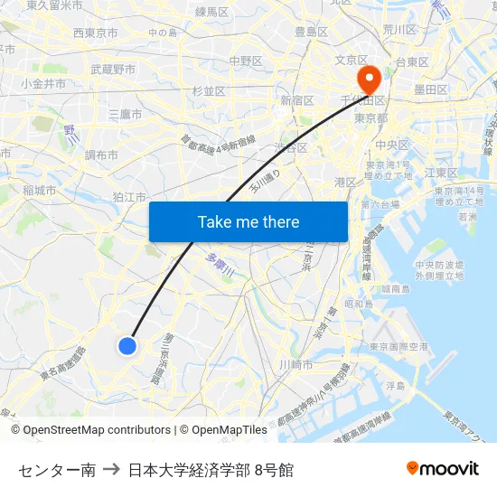 センター南 to 日本大学経済学部 8号館 map