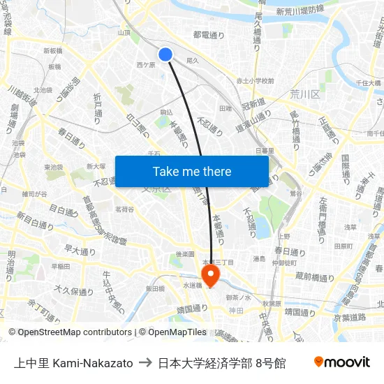 上中里 Kami-Nakazato to 日本大学経済学部 8号館 map
