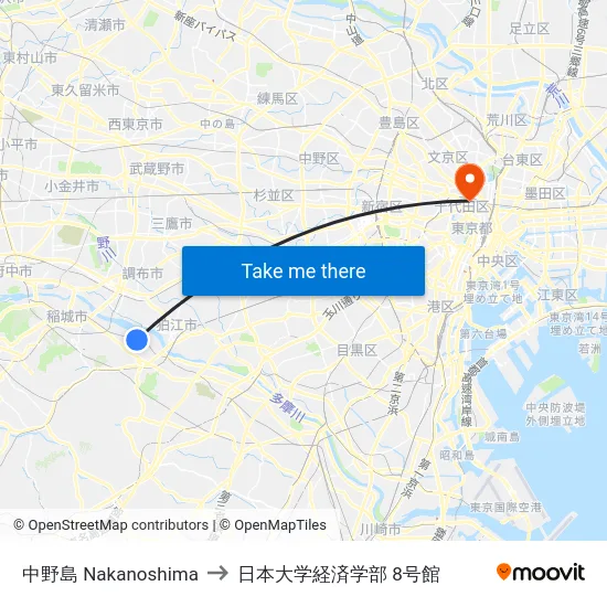 中野島 Nakanoshima to 日本大学経済学部 8号館 map