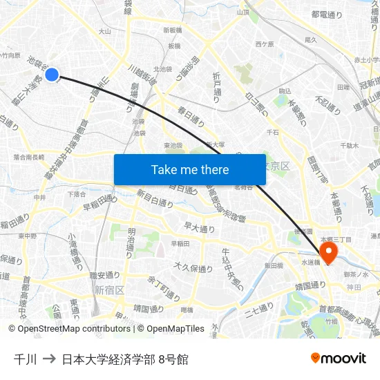 千川 to 日本大学経済学部 8号館 map