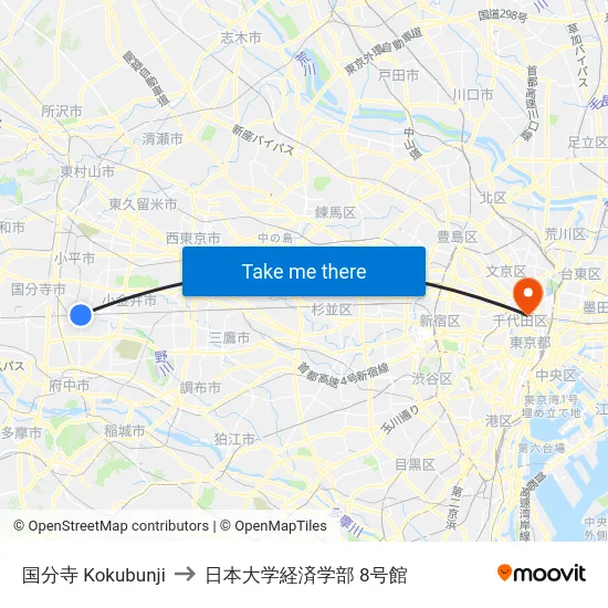 国分寺 Kokubunji to 日本大学経済学部 8号館 map