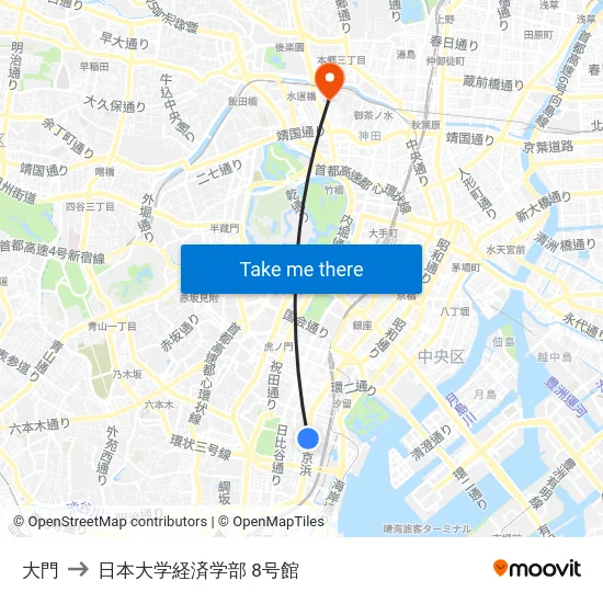 大門 to 日本大学経済学部 8号館 map