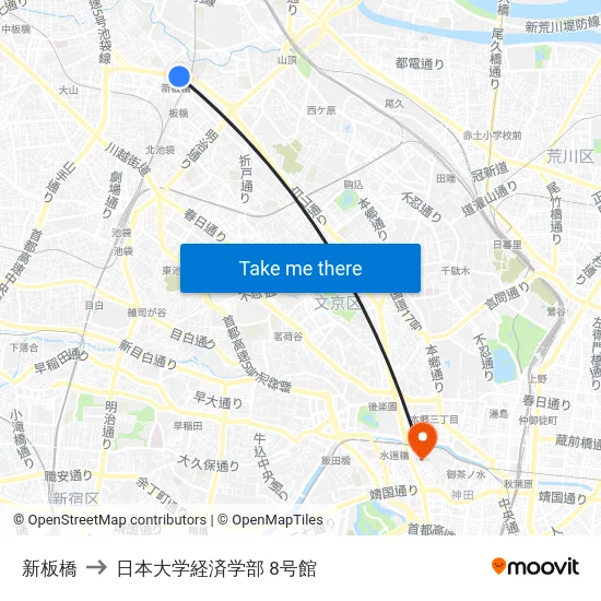 新板橋 to 日本大学経済学部 8号館 map