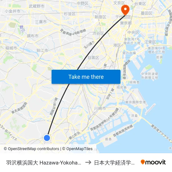 羽沢横浜国大 Hazawa-Yokohama-Kokudai to 日本大学経済学部 8号館 map