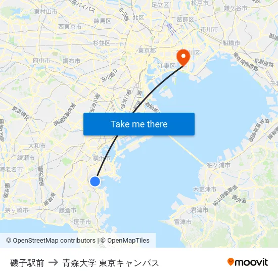 磯子駅前 to 青森大学 東京キャンパス map