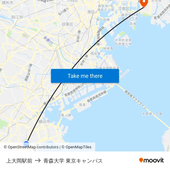 上大岡駅前 to 青森大学 東京キャンパス map