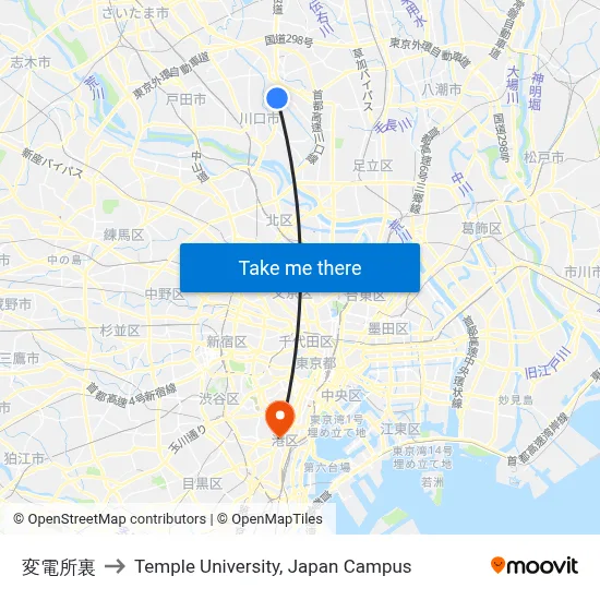 Behind Power Station to Temple University Japan Campus map
