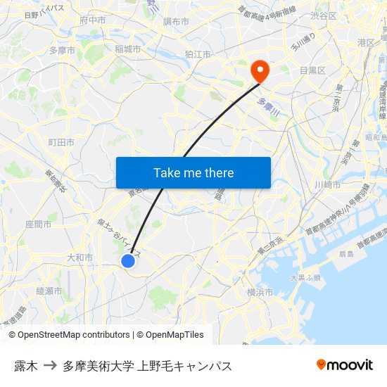 露木 to 多摩美術大学 上野毛キャンパス map