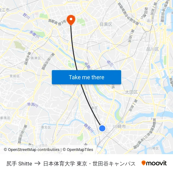 尻手 Shitte to 日本体育大学 東京・世田谷キャンパス map