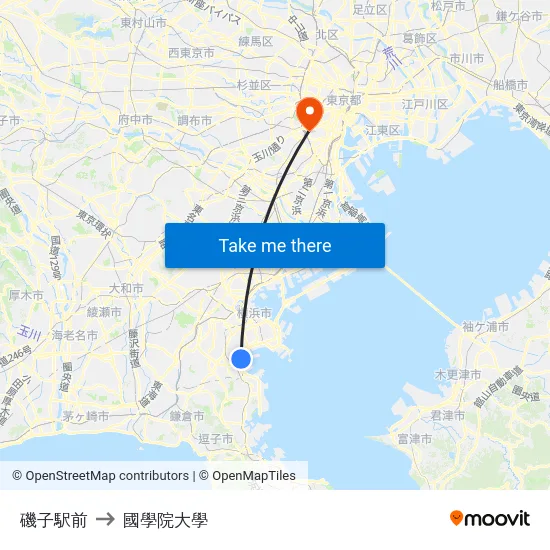 磯子駅前 to 國學院大學 map