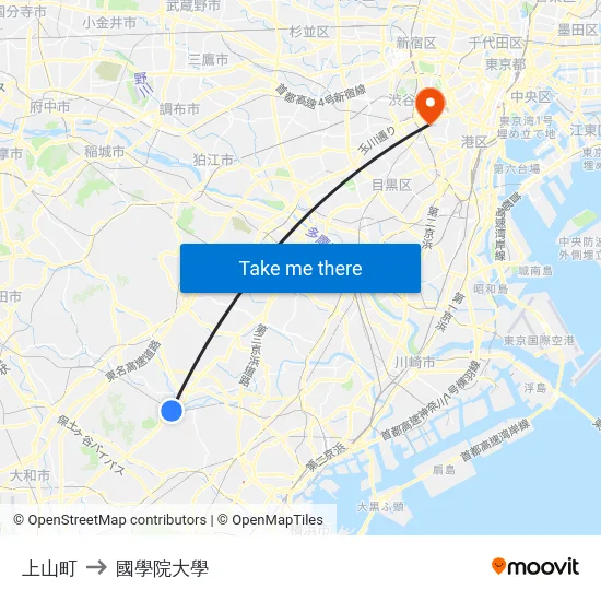 上山町 to 國學院大學 map