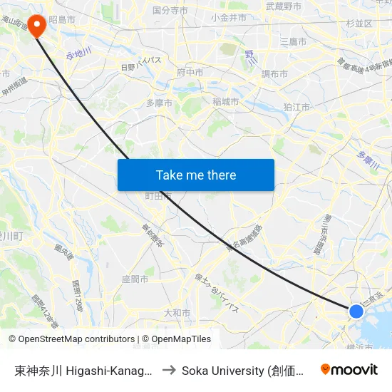 東神奈川 Higashi-Kanagawa to Soka University (創価大学) map