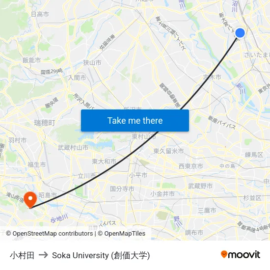 小村田 to Soka University (創価大学) map