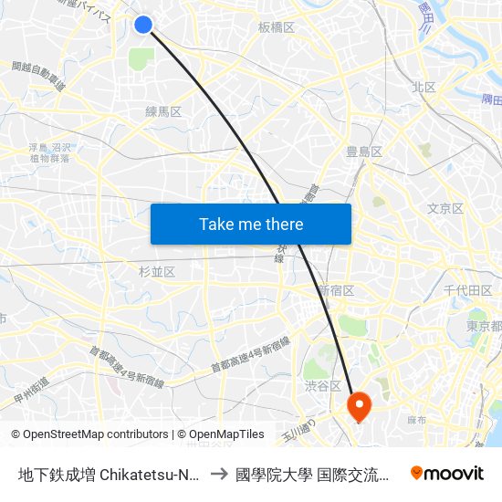 地下鉄成増 Chikatetsu-Narimasu to 國學院大學 国際交流センター map