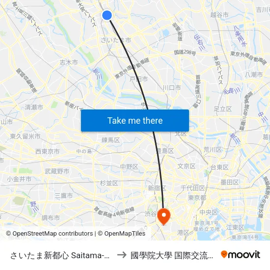 さいたま新都心 Saitama-Shintoshin to 國學院大學 国際交流センター map