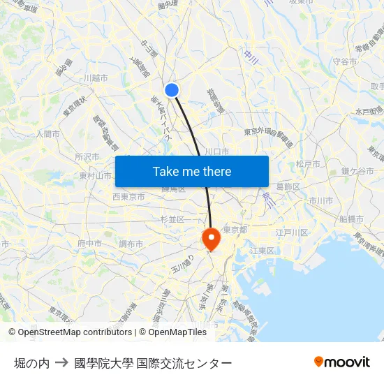 堀の内 to 國學院大學 国際交流センター map